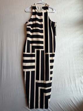 Donna Morgan Geometric Print Sleeveless Midi Shift Dress